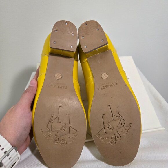 Yellow leather ankle boots size 6 - Picture 3 of 4